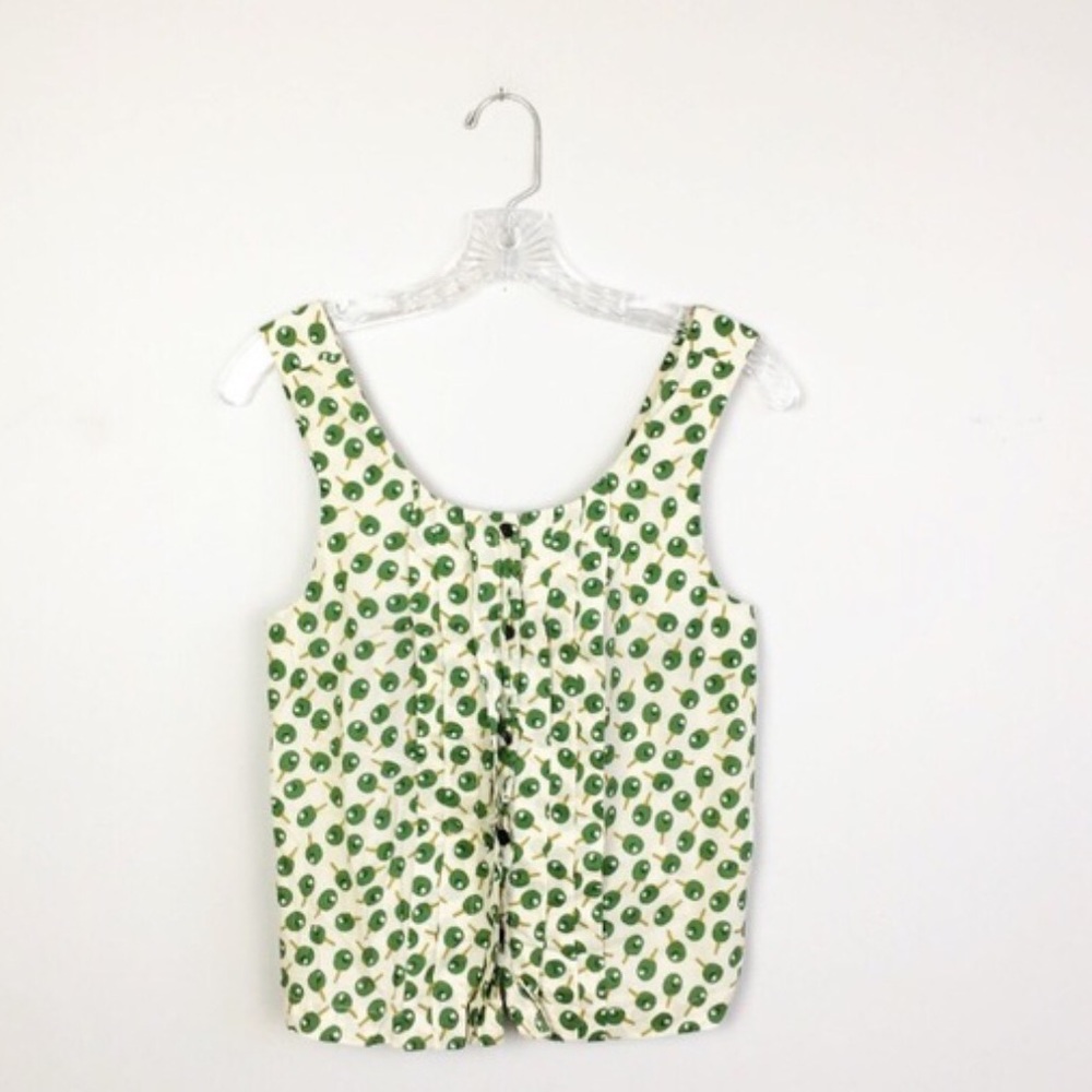 Postmark Anthropologie Olive Print Top 6 S/M